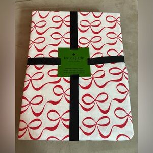 Kate Spade White & Red Bow Tablecloth 60 x 84”